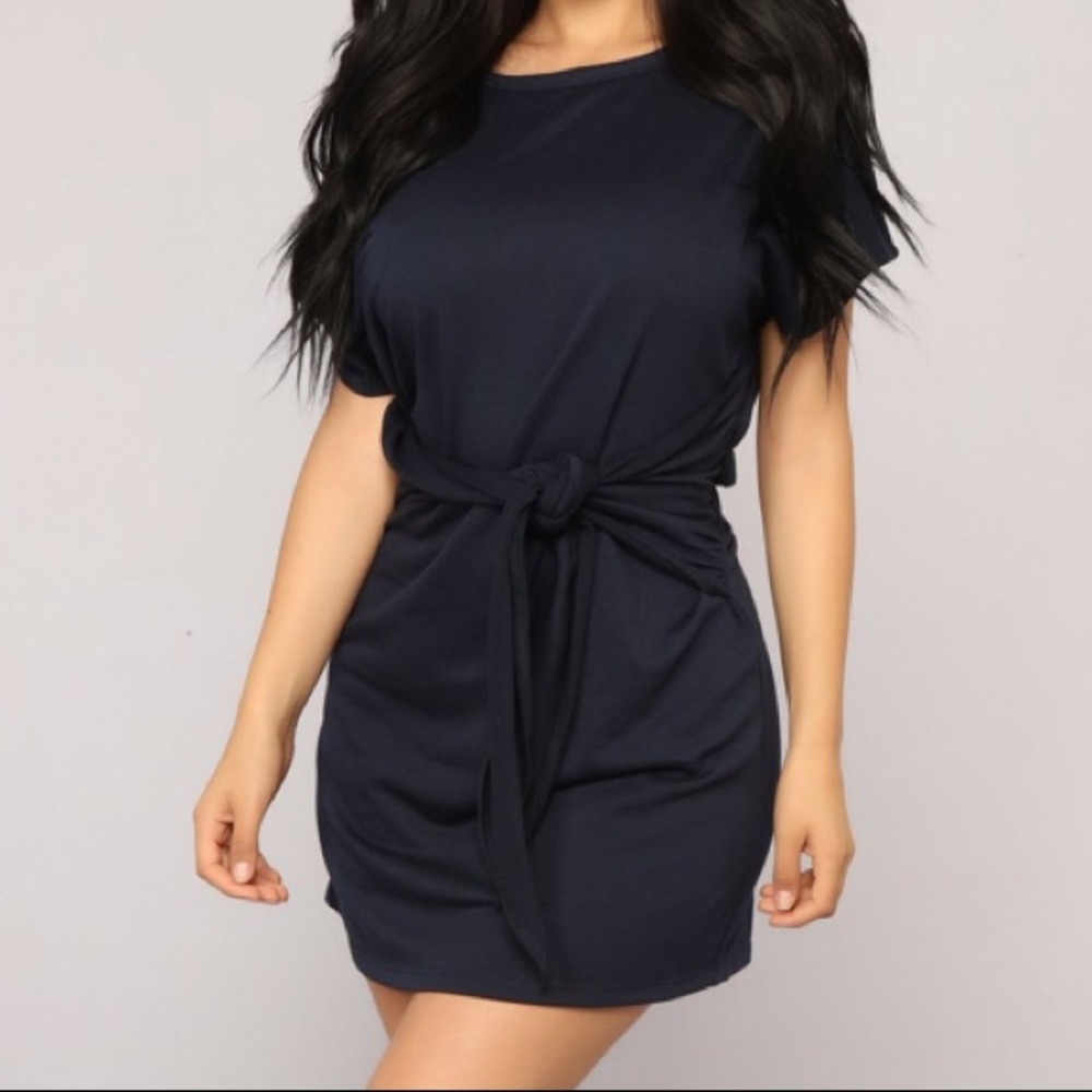 Fashion Nova Navy Mini Dress with Front Tie